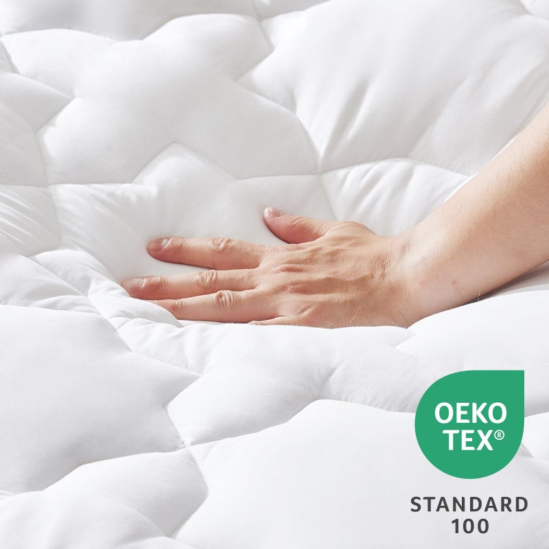 CozyLux California King Mattress Pad - Cotton California King Mattress Topper - Fits up to 8-21" Thick Mattresses, 450GSM Breathable Soft Mattress Cover, Cooling Mattress Protector (72"x84", White) - Image 2